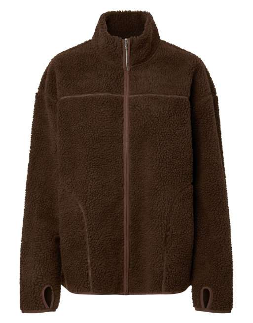 Pieces Teddy jacket in hot fudge1, 5 of 6