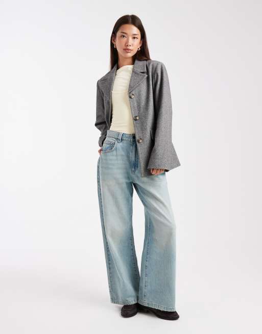 Pieces – Teksturowana marynarka oversize w czarnym melanżowym kolorze, 2 z 4