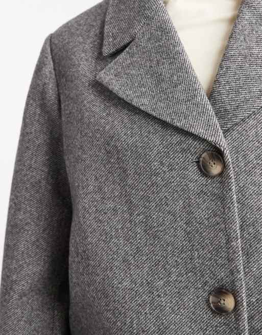 Pieces – Teksturowana marynarka oversize w czarnym melanżowym kolorze, 3 z 4