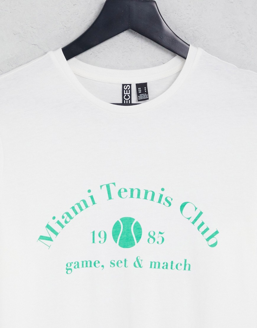 Tennis Club - T-shirt bianca-Bianco - Pieces T-shirt donna  - immagine1