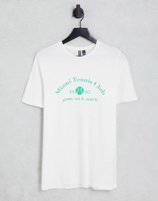 Pieces tennis club t-shirt in white