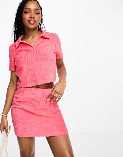 Pieces terrycloth mini skirt in pink - part of a set | ASOS