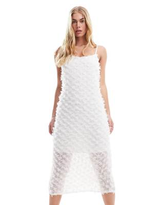 Gradient cowl neck see through ruffle cami maxi dress