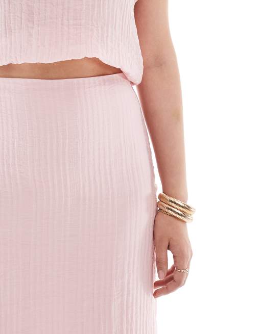 Pieces textured maxi skirt in rose pink - part of a set, 3 of 5
