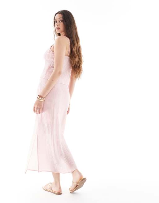 Pieces textured maxi skirt in rose pink - part of a set, 5 of 5