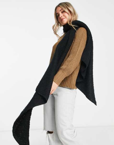 Pieces textured scarf in black - view 1