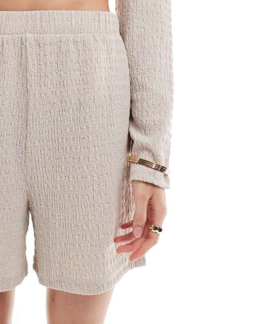 Pieces textured short co-ord in stone, 3 of 5