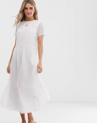 white smocked maxi dress