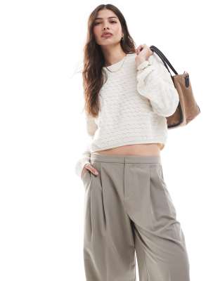 Pieces Pieces textured super soft jumper in cream-White