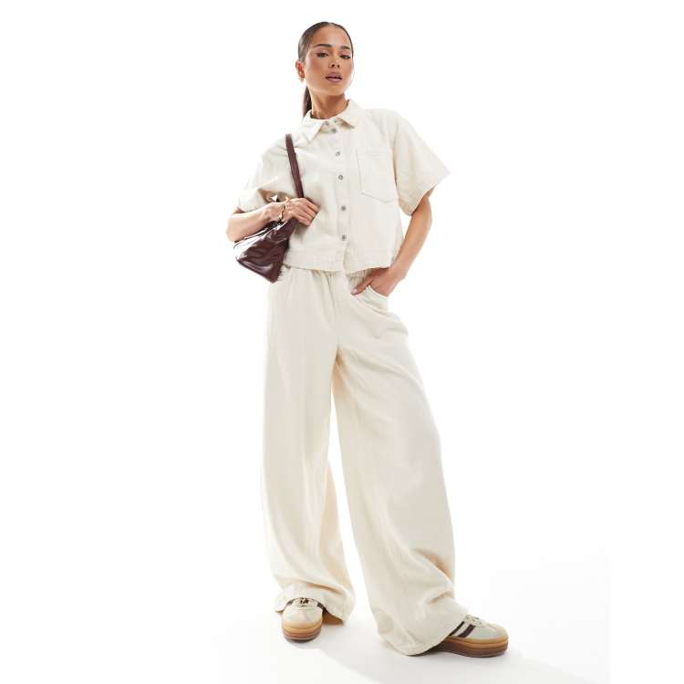 パンツ AVANDRESS Herringbone wide pants ORCHID AD41PT35ORC Wide Straight Cotton Gabardine Pants
