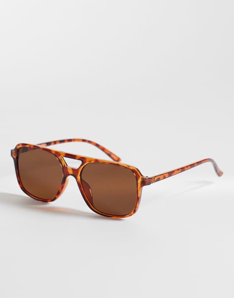 Pieces thick framed square sunglasses in tortoiseshell - view 1