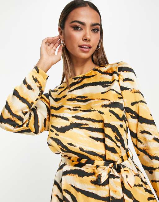 Asos yellow shop zebra dress