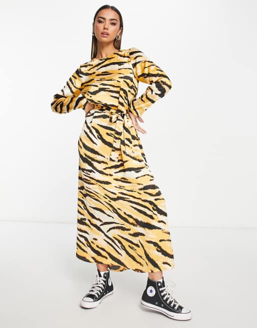 Asos yellow store zebra dress