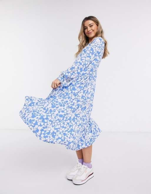 Blue white hot sale maxi dress