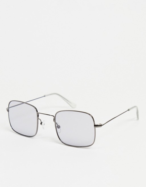 Pieces tinted square sunglasses in silver