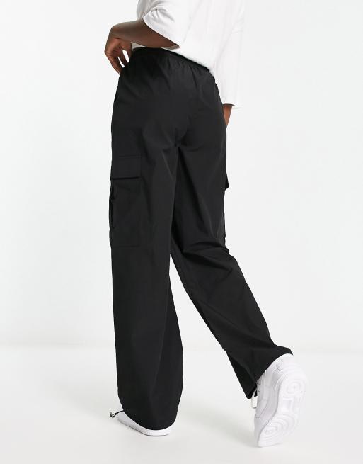 Black drawstring cargo store pants