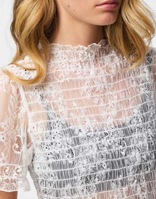 Pieces top a maniche corte bianco brillante, 4 di 7
