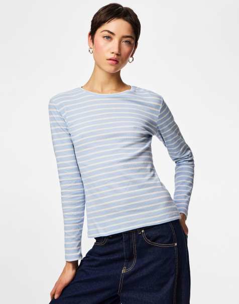 Pieces - Top a maniche lunghe azzurro - view 1