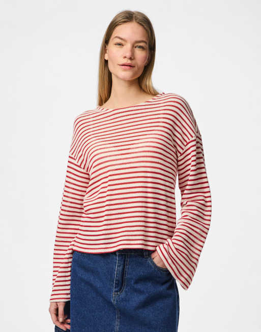 Pieces - Top a maniche lunghe cloud dancer