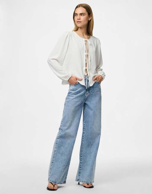 Pieces - Top a maniche lunghe cloud dancer