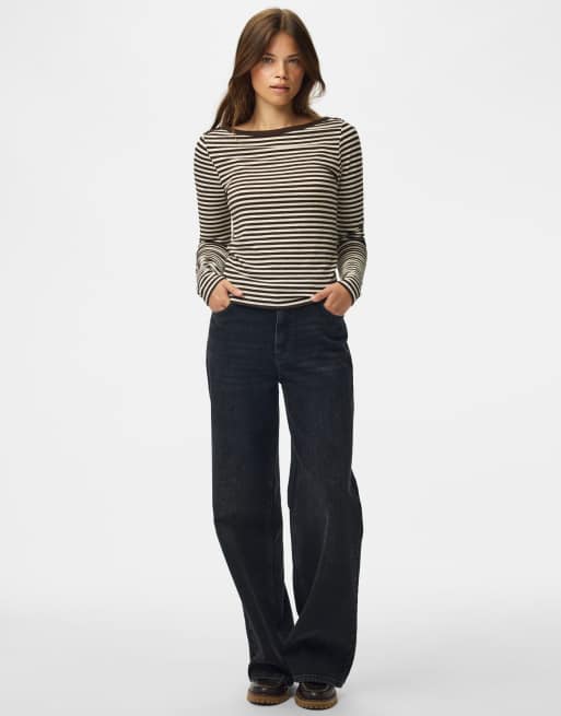 Pieces - Top a maniche lunghe color hot fudge, 5 di 7