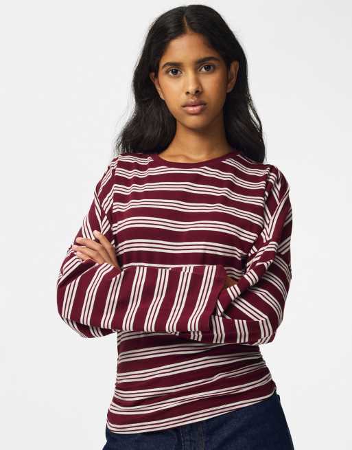Pieces - Top a maniche lunghe color vino Windsor, 1 di 7