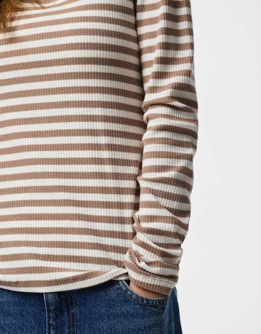 Pieces - Top a maniche lunghe color visone argento, 5 di 7