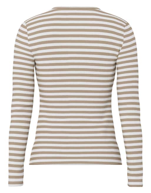 Pieces - Top a maniche lunghe color visone argento, 7 di 7