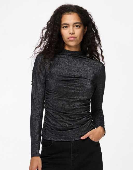 Pieces - Top a maniche lunghe nero
