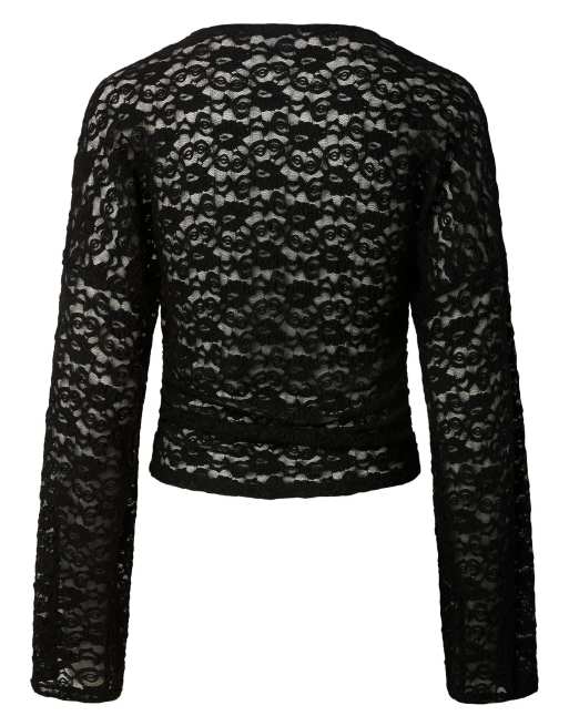 Pieces top a maniche lunghe nero, 6 di 6