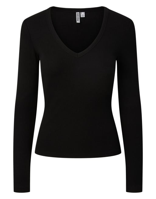 Pieces top a maniche lunghe nero, 6 di 7