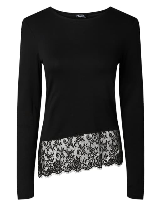 Pieces top a maniche lunghe nero, 5 di 5