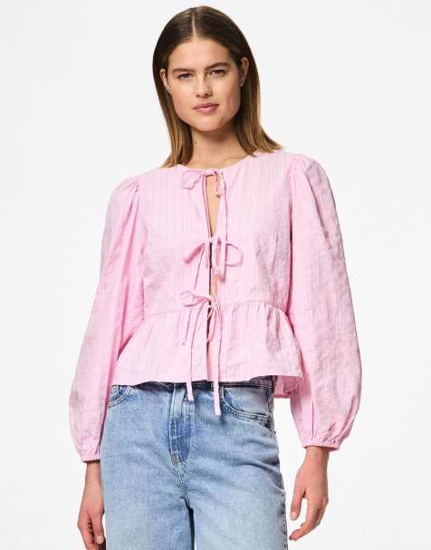 Pieces - Top a maniche lunghe rosa - view 1