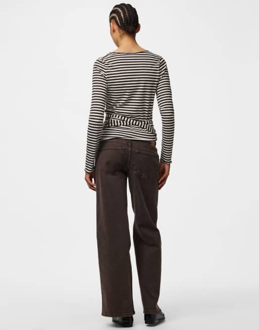 Pieces - Top avvolgente color hot fudge 1, 2 di 4