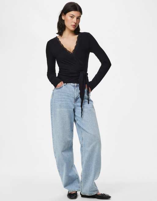 Pieces top avvolgente nero, 3 di 6
