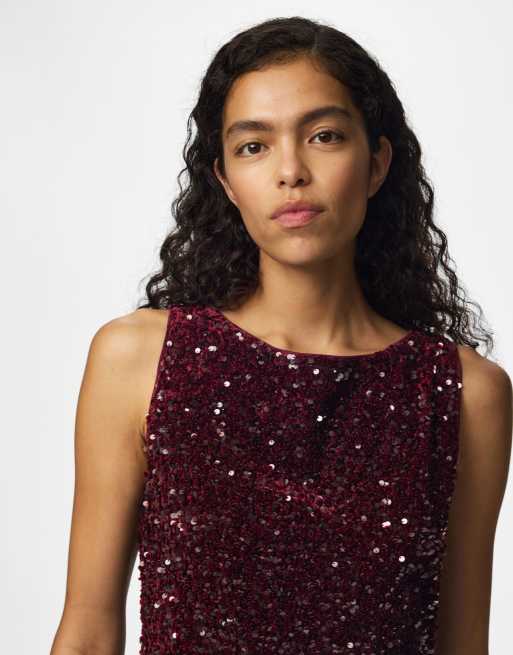 Pieces top bez rękawów w kolorze tawny port, 5 z 6