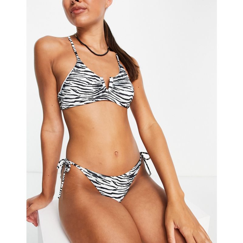 Bikini XzjYk Pieces - Top e slip bikini zebrato con fascette sottili