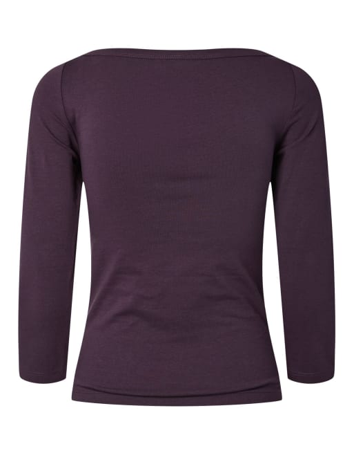 Pieces - Top color prugna perfect con maniche a 3/4, 6 di 6