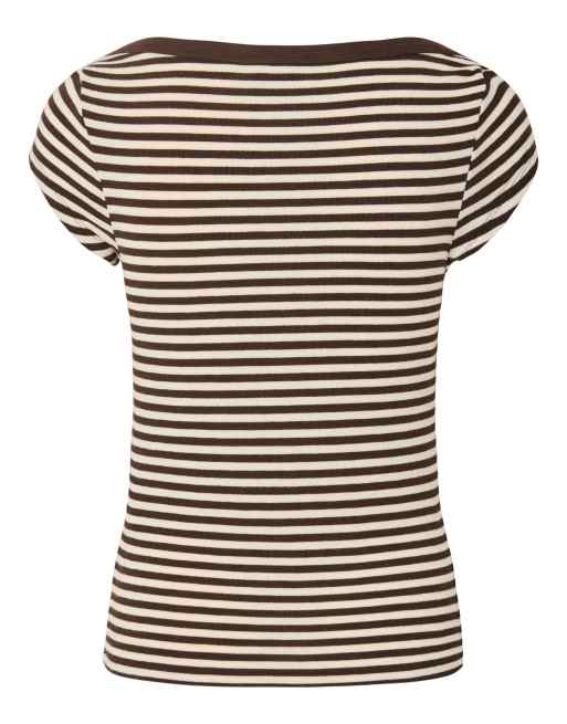 Pieces - Top con maniche ad aletta color hot fudge, 7 di 7