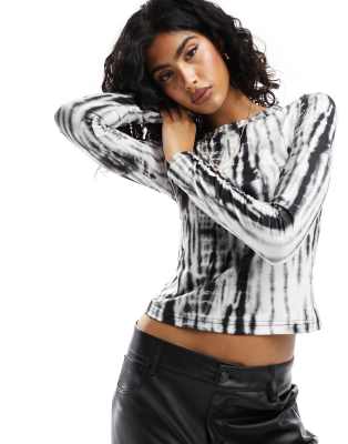 T-Shirt Femme Manches Longues Tie Dye - Col Rond, Vintage Chic - Sweat-shirt Léger, Décontracté - 13