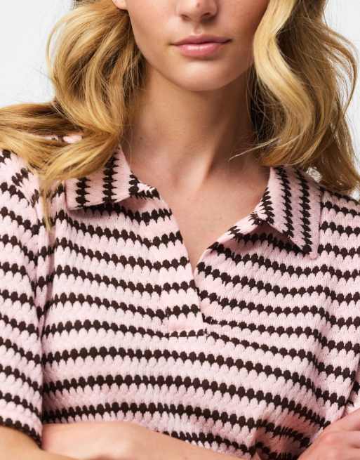 Pieces - Top de punto rosa en tul, 4 de 7