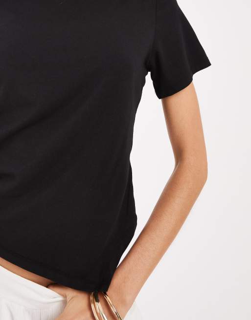 Pieces - Top drapé à ourlet asymétrique - Noir, 3 de 4