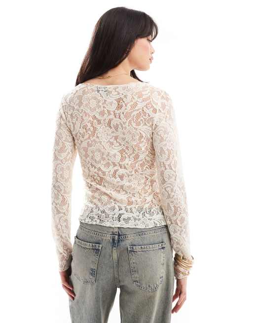 Veste I-X London – Dentelle Crème, Satin, Manches Dentelle, Taille 10 (Occasion)