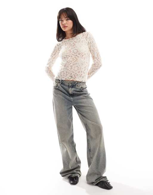 Top Femme Dentelle Crème Next Taille 20 - Manches Longues - Neuf Sans étiquette
