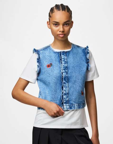 Pieces - Top en jean - Bleu moyen - view 1