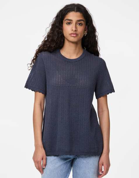 Pieces - Top en maille - Bleu marine - view 1