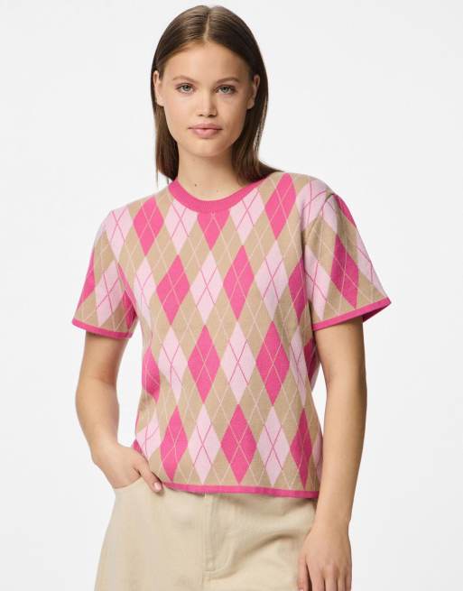 Pieces - Top en maille et tulle - Rose