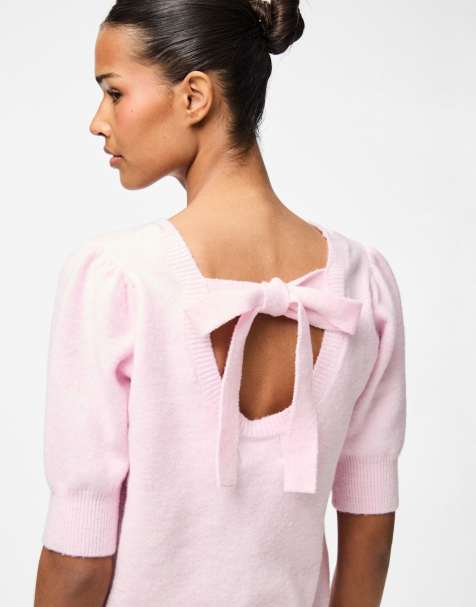 Pieces - Top en maille et tulle - Rose - view 1