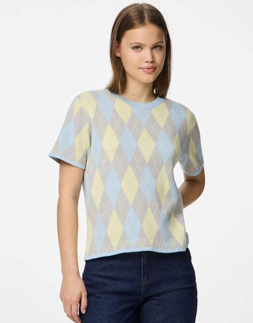 Pieces - Top en maille - Gris clair
