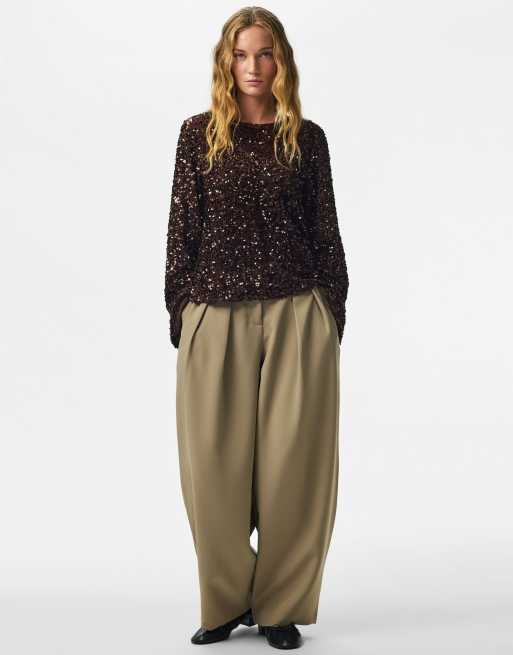 Pieces top i farven cikoriekaffe, 3 af 7